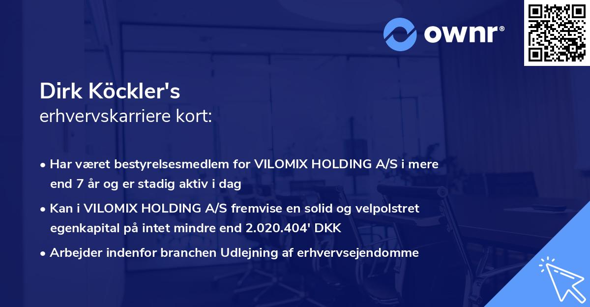 Dirk Köckler's erhvervskarriere kort