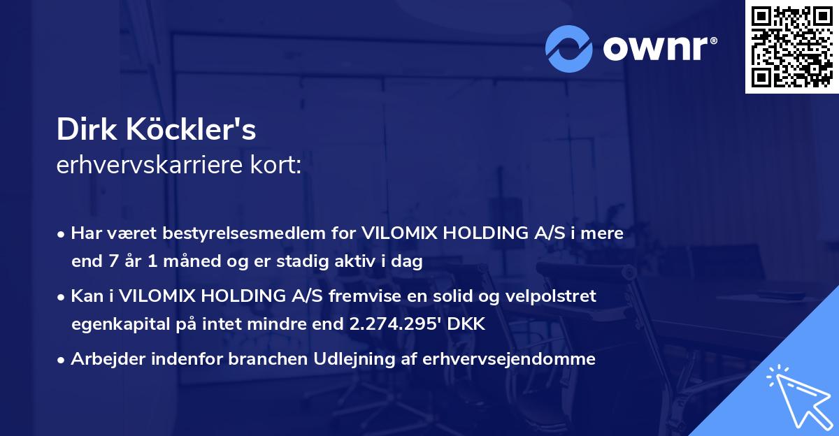 Dirk Köckler's erhvervskarriere kort