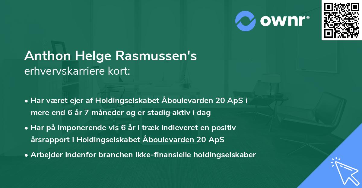 Anthon Helge Rasmussen's erhvervskarriere kort