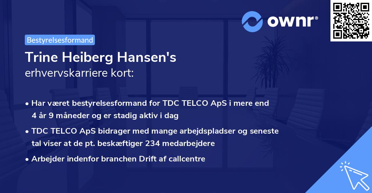 Trine Heiberg Hansen's erhvervskarriere kort