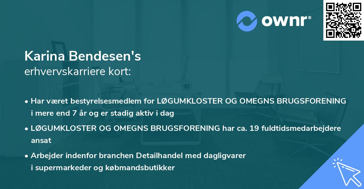 Karina Bendesen's erhvervskarriere kort