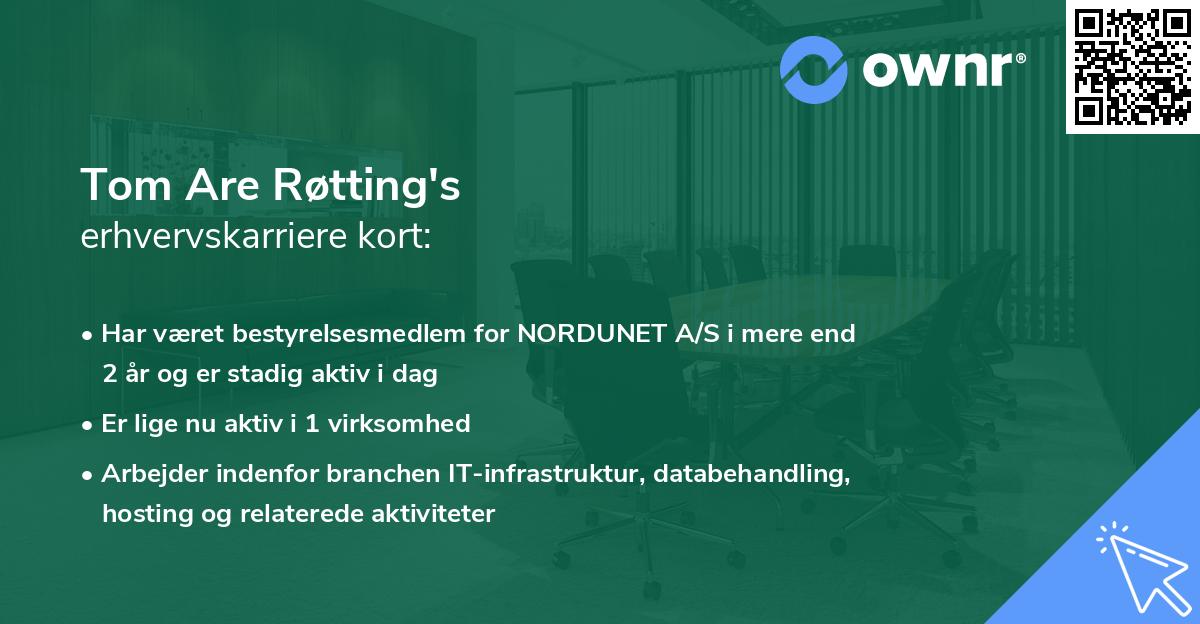 Tom Are Røtting's erhvervskarriere kort