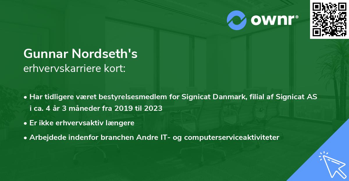 Gunnar Nordseth's erhvervskarriere kort