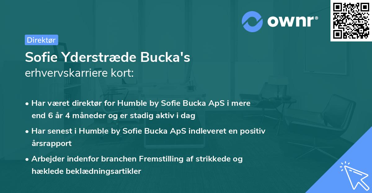 Sofie Yderstræde Bucka's erhvervskarriere kort