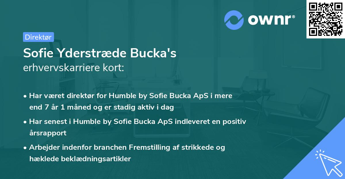 Sofie Yderstræde Bucka's erhvervskarriere kort