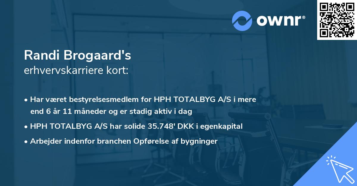 Randi Brogaard's erhvervskarriere kort