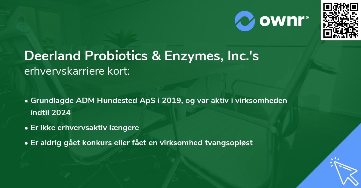 Deerland Probiotics & Enzymes, Inc.'s erhvervskarriere kort