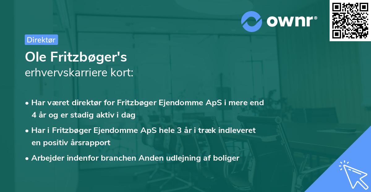 Ole Fritzbøger's erhvervskarriere kort