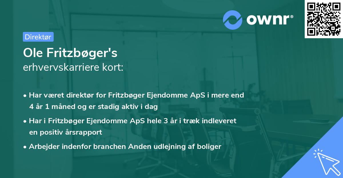 Ole Fritzbøger's erhvervskarriere kort