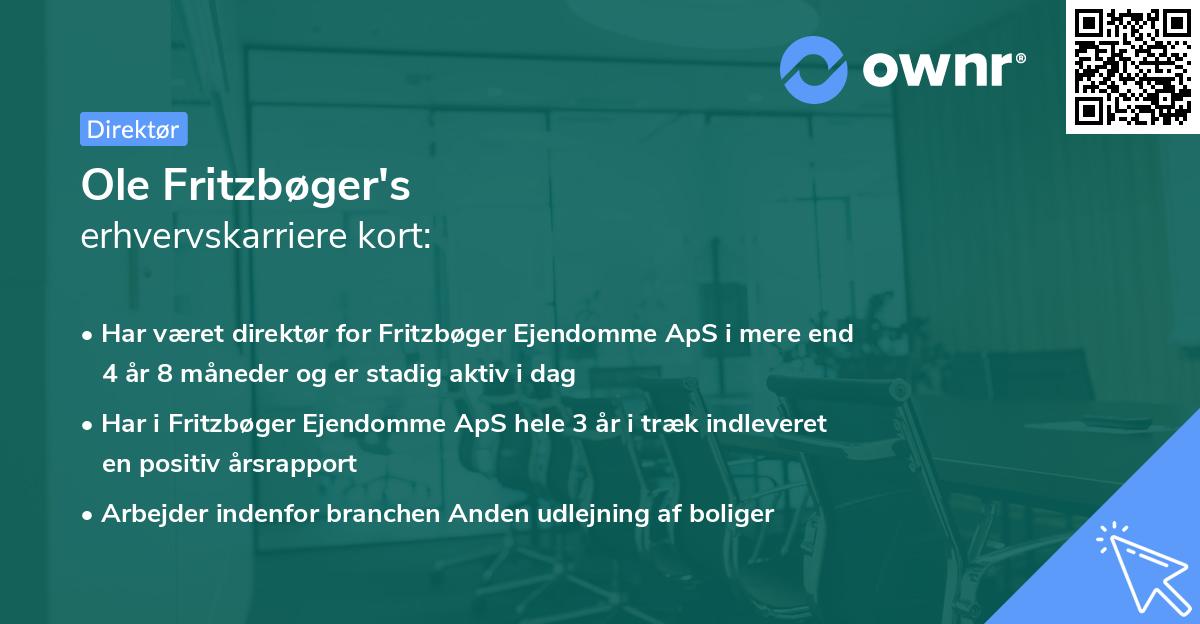 Ole Fritzbøger's erhvervskarriere kort