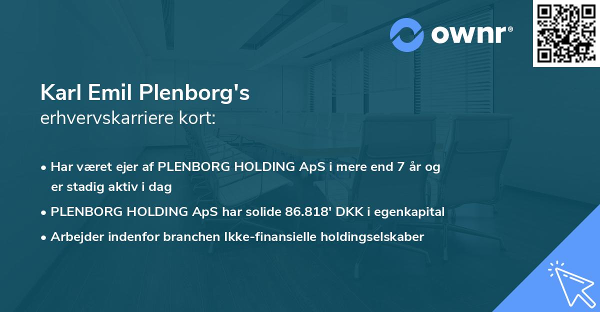 Karl Emil Plenborg's erhvervskarriere kort