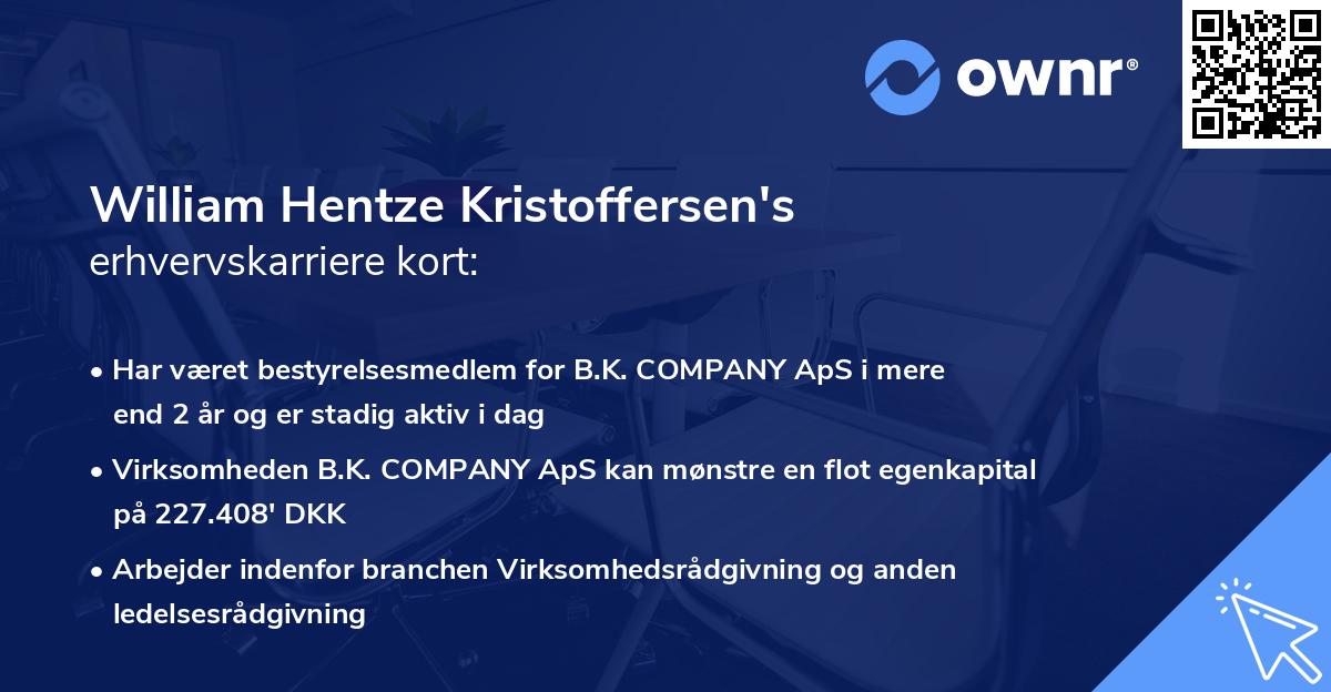 William Hentze Kristoffersen's erhvervskarriere kort