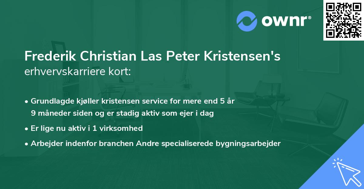 Frederik Christian Las Peter Kristensen's erhvervskarriere kort