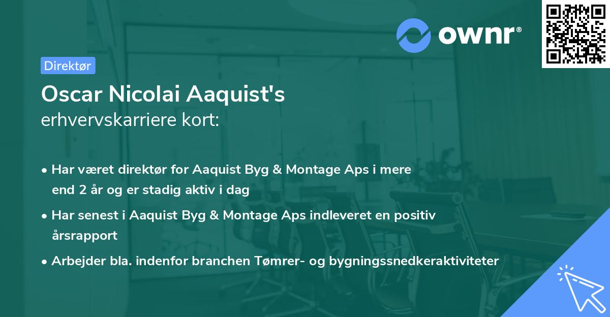 Oscar Nicolai Aaquist's erhvervskarriere kort
