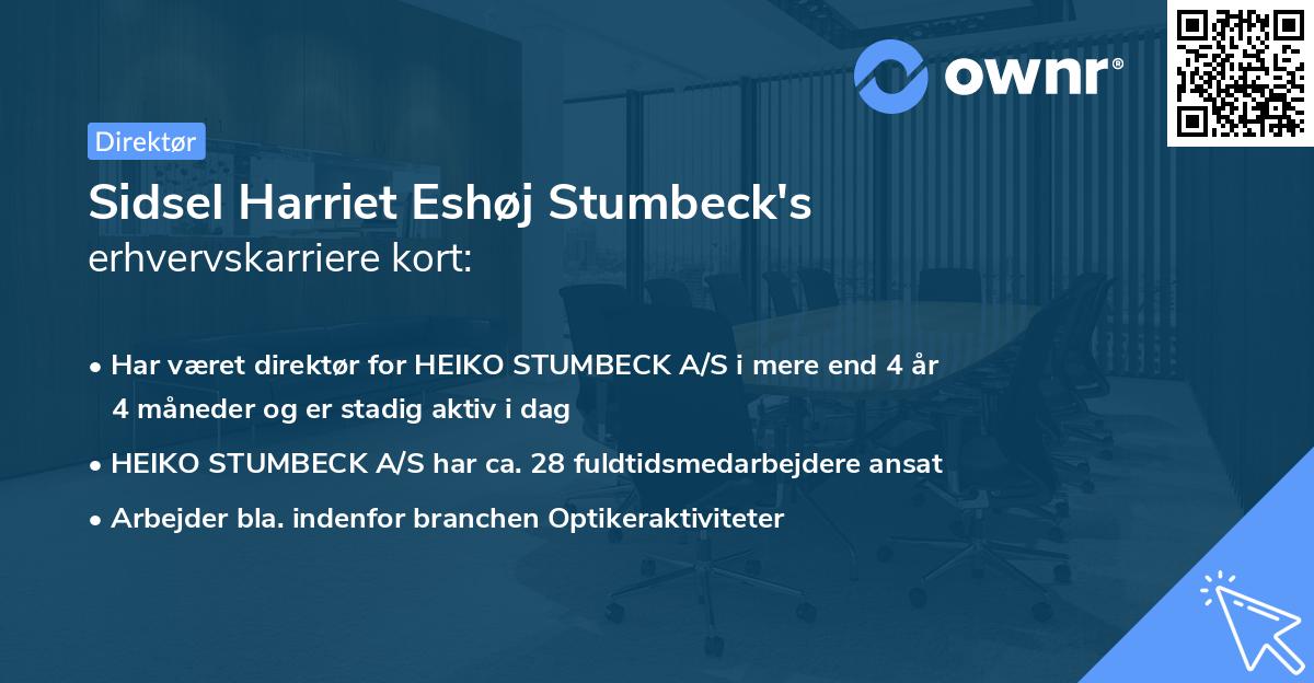 Sidsel Harriet Eshøj Stumbeck's erhvervskarriere kort