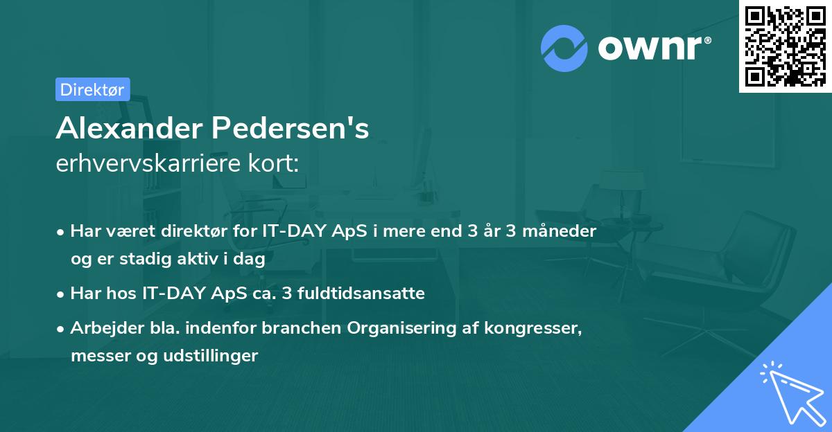 Alexander Pedersen's erhvervskarriere kort