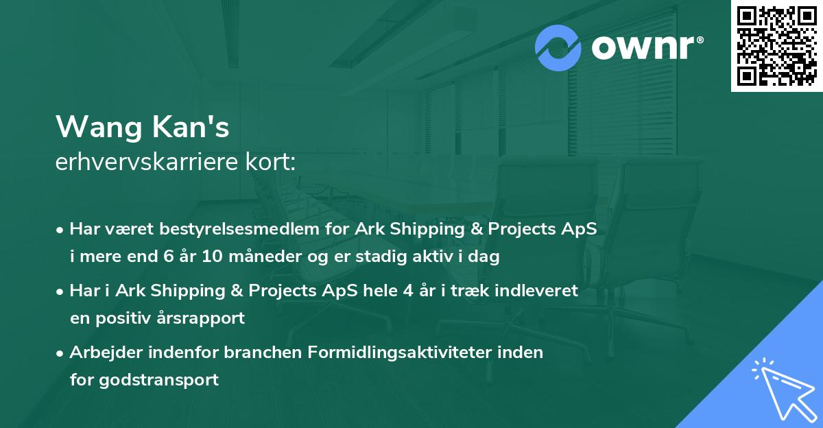 Wang Kan's erhvervskarriere kort