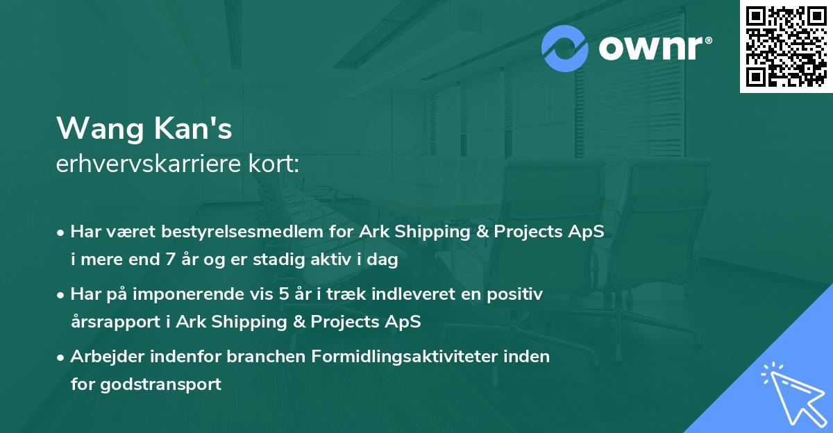 Wang Kan's erhvervskarriere kort
