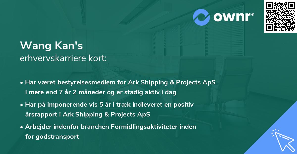 Wang Kan's erhvervskarriere kort