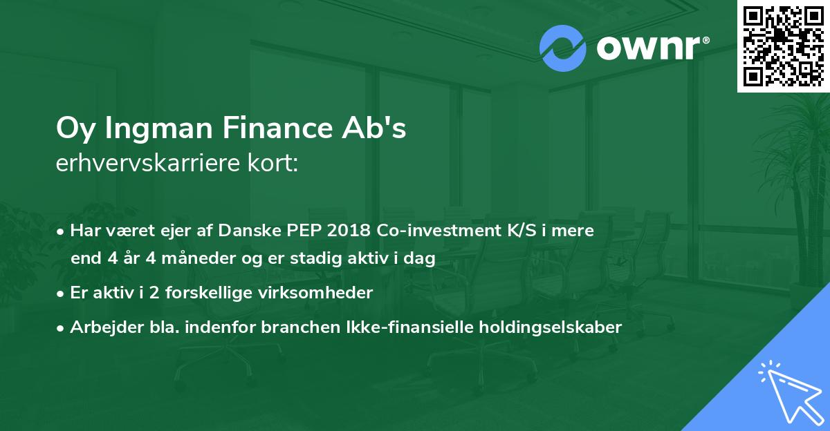 Oy Ingman Finance Ab's erhvervskarriere kort