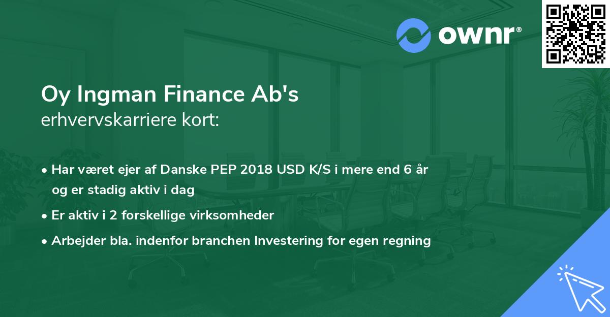 Oy Ingman Finance Ab's erhvervskarriere kort