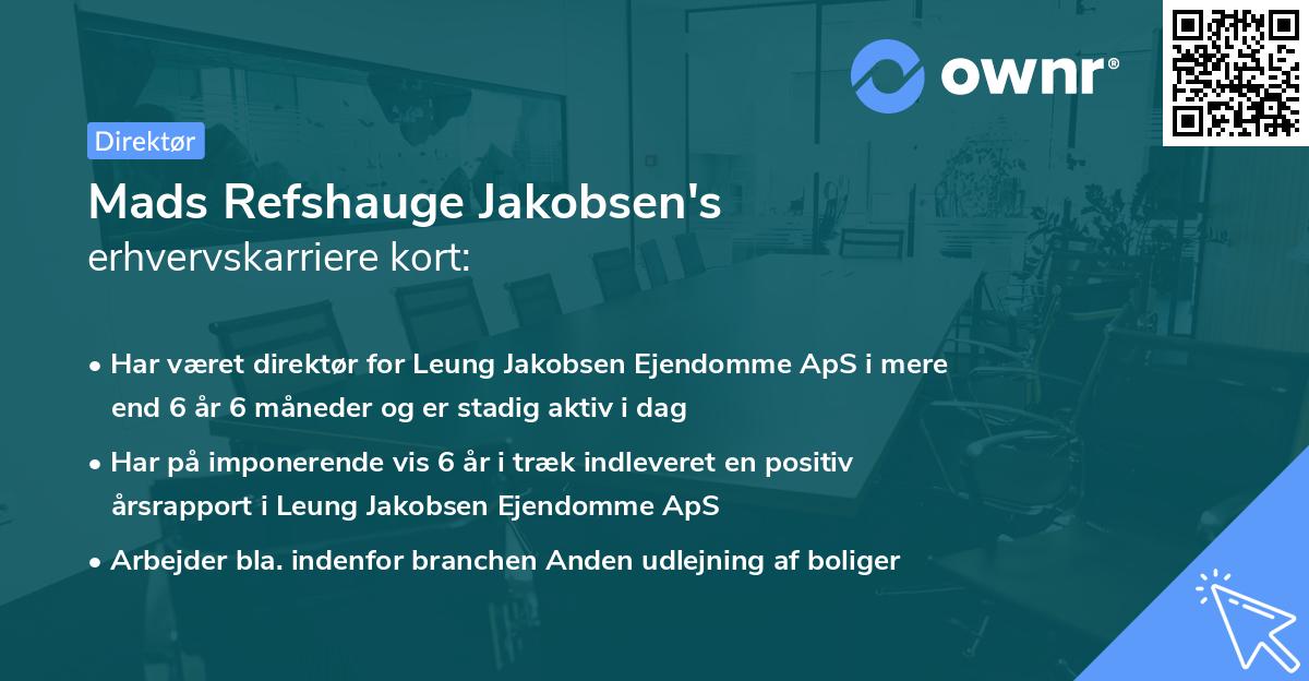 Mads Refshauge Jakobsen's erhvervskarriere kort