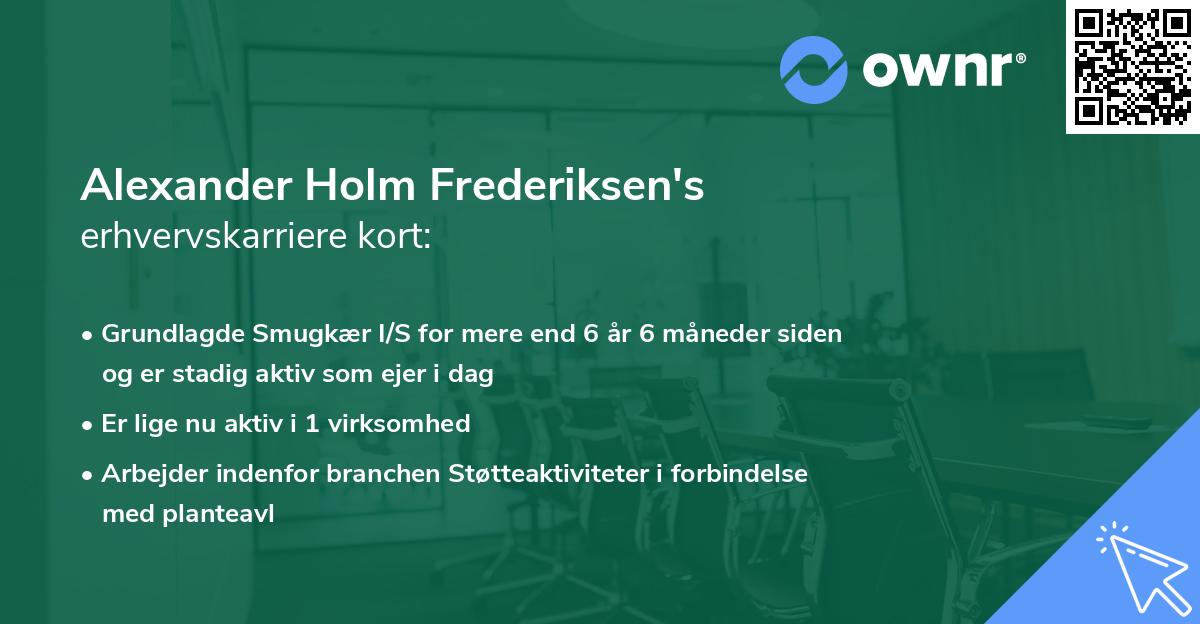 Alexander Holm Frederiksen's erhvervskarriere kort