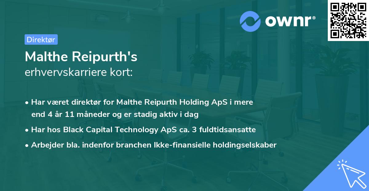 Malthe Reipurth's erhvervskarriere kort