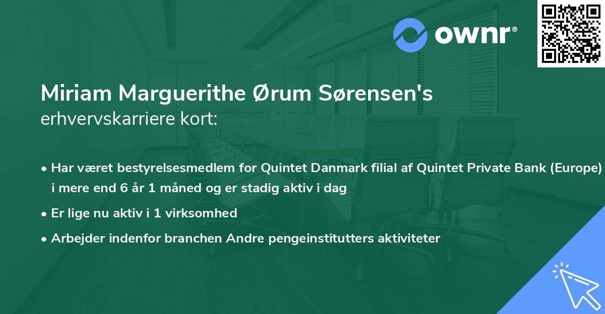 Miriam Marguerithe Ørum Sørensen's erhvervskarriere kort