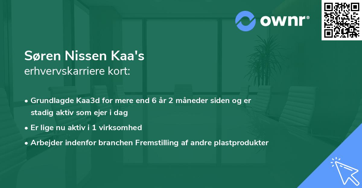 Søren Nissen Kaa's erhvervskarriere kort