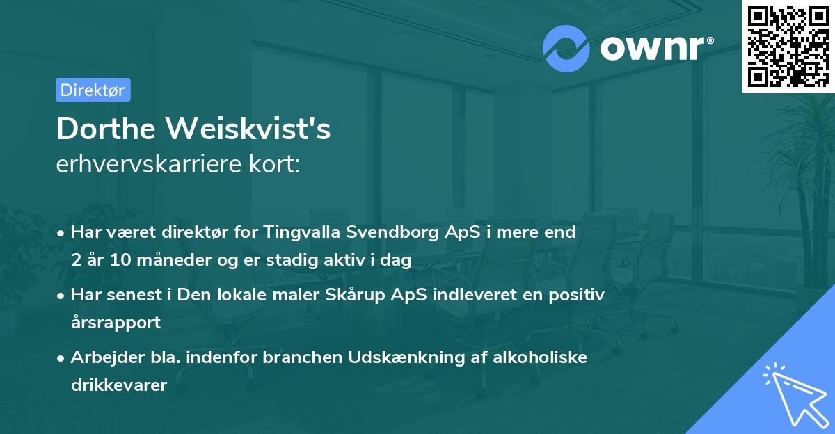Dorthe Weiskvist's erhvervskarriere kort