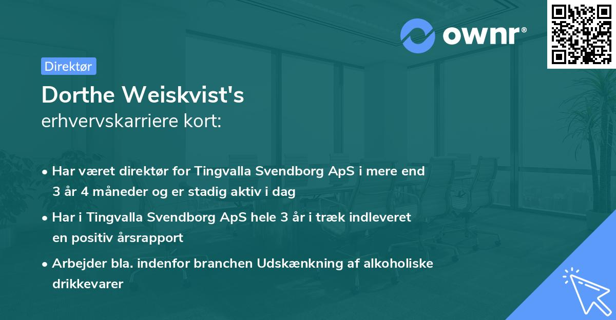 Dorthe Weiskvist's erhvervskarriere kort