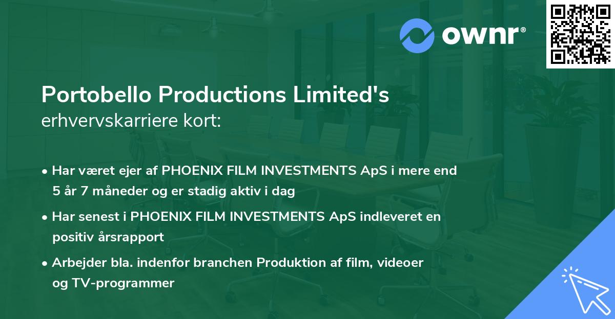 Portobello Productions Limited's erhvervskarriere kort