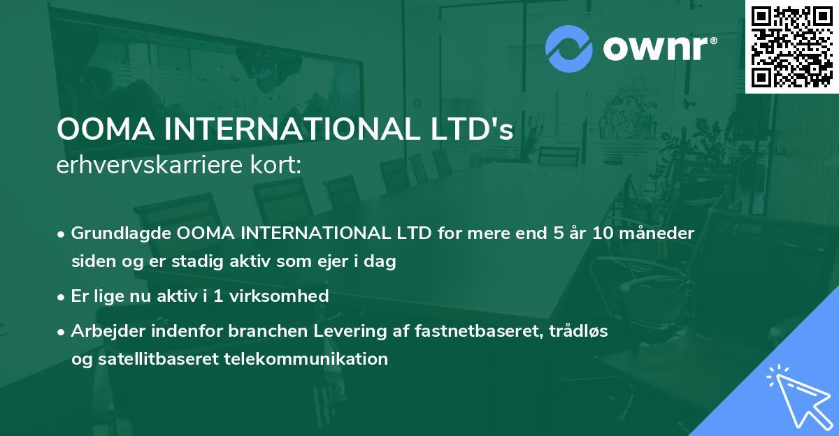 OOMA INTERNATIONAL LTD's erhvervskarriere kort