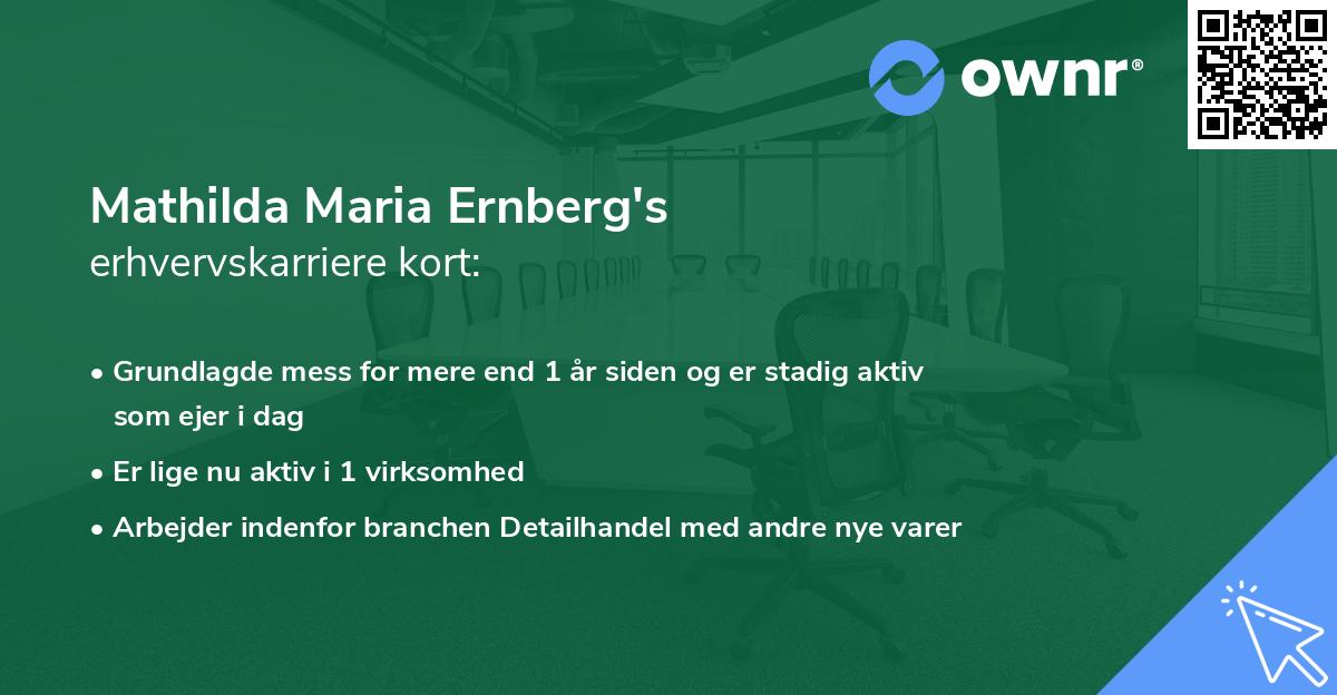 Mathilda Maria Ernberg's erhvervskarriere kort