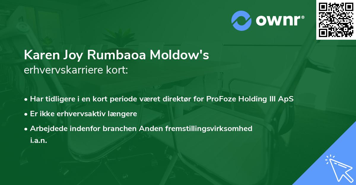 Karen Joy Rumbaoa Moldow's erhvervskarriere kort