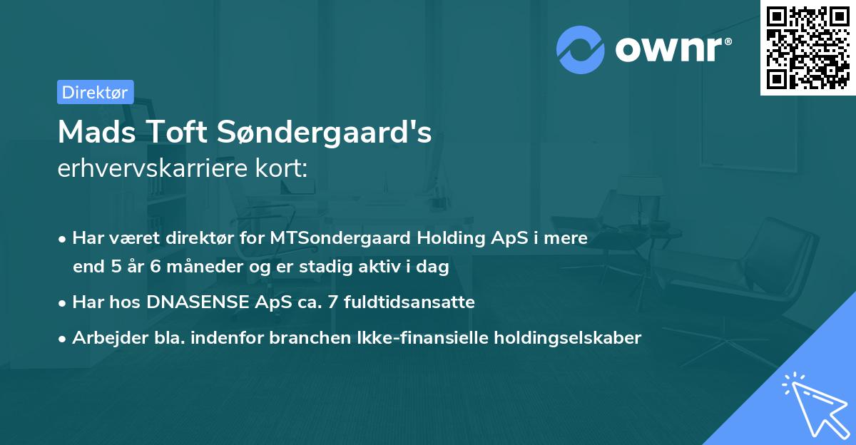 Mads Toft Søndergaard's erhvervskarriere kort