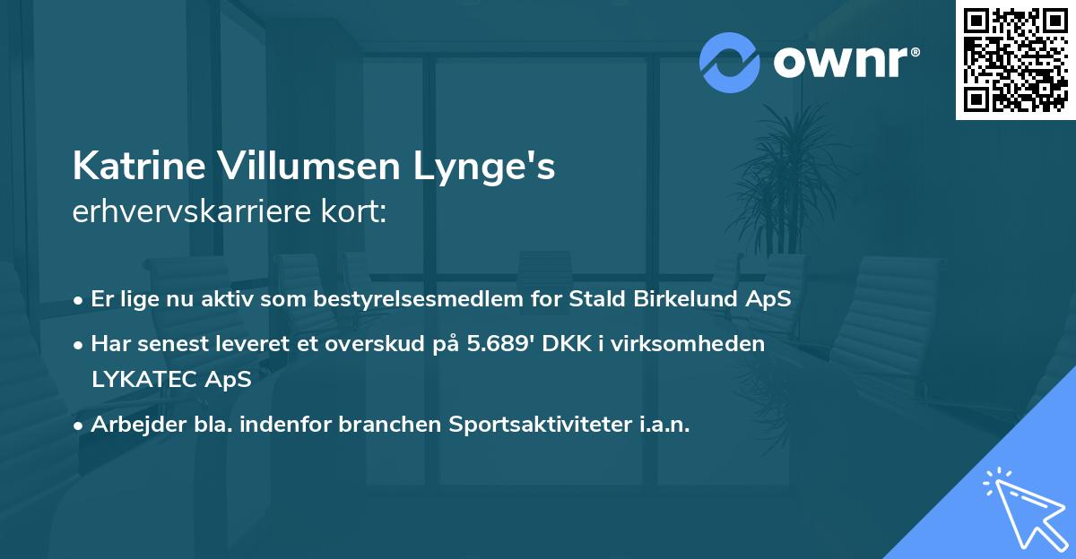 Katrine Villumsen Lynge's erhvervskarriere kort