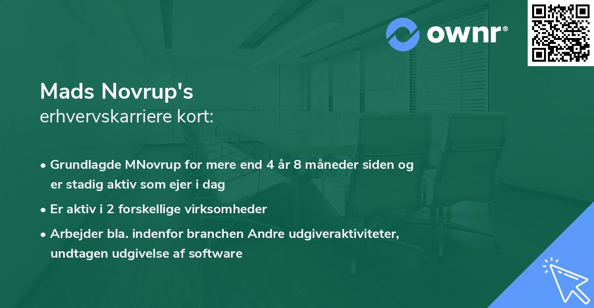Mads Novrup's erhvervskarriere kort