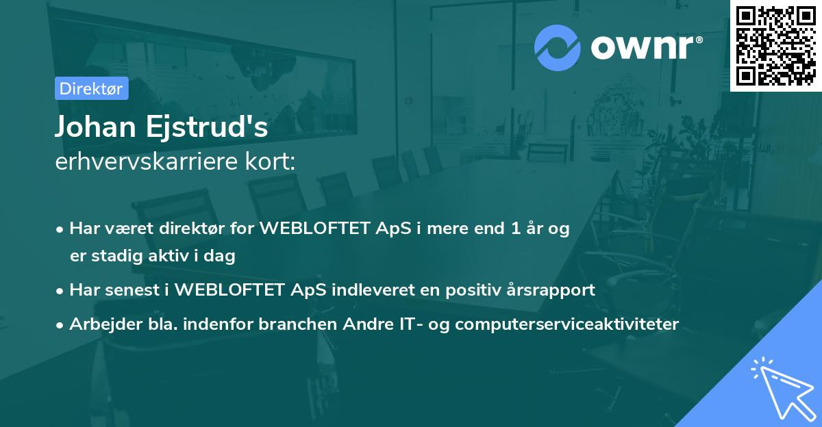 Johan Ejstrud's erhvervskarriere kort
