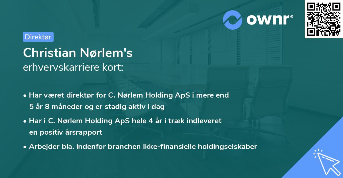 Christian Nørlem's erhvervskarriere kort