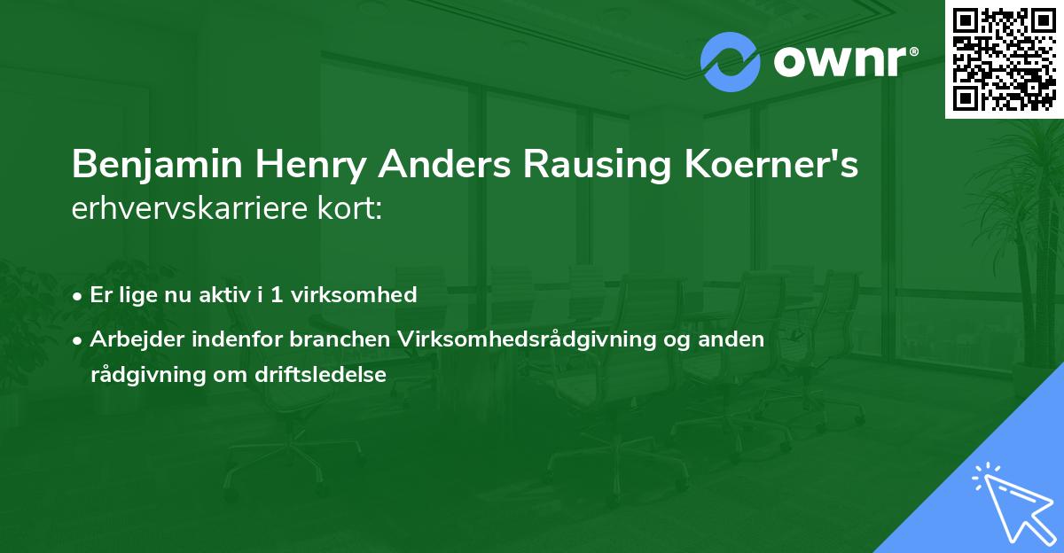 Benjamin Henry Anders Rausing Koerner's erhvervskarriere kort