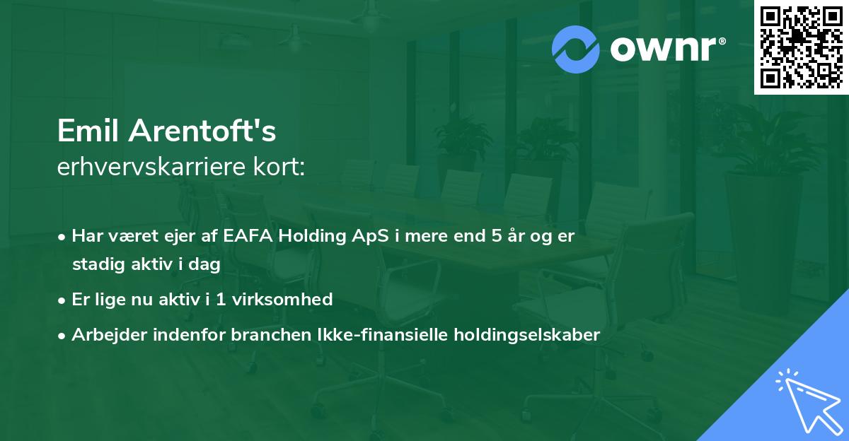 Emil Arentoft's erhvervskarriere kort