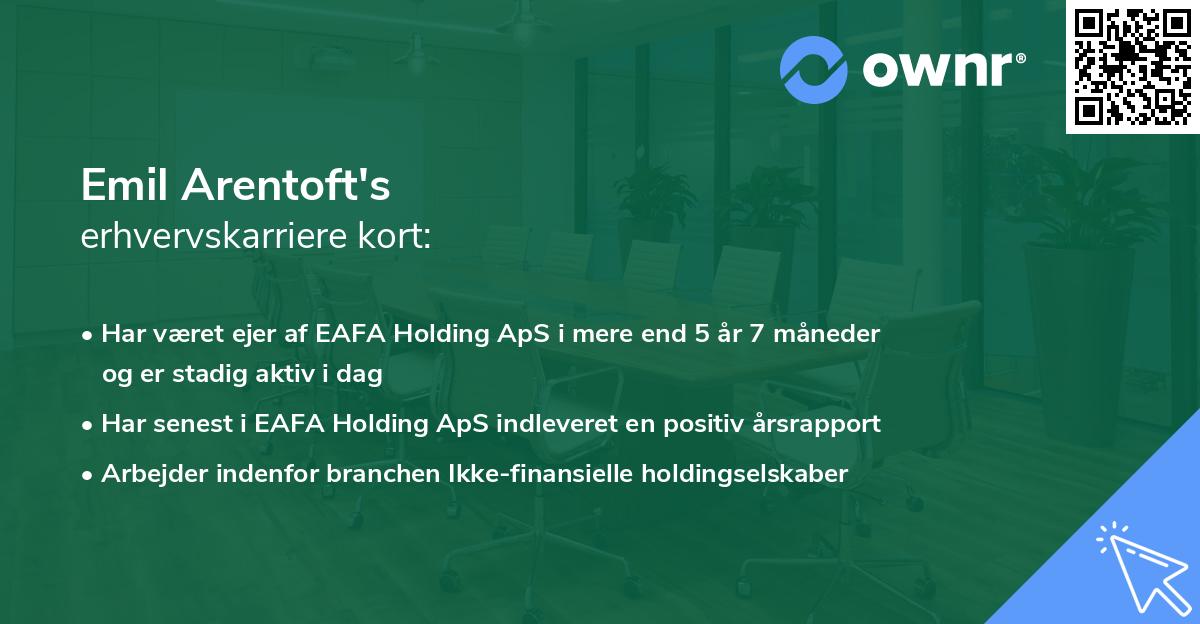 Emil Arentoft's erhvervskarriere kort