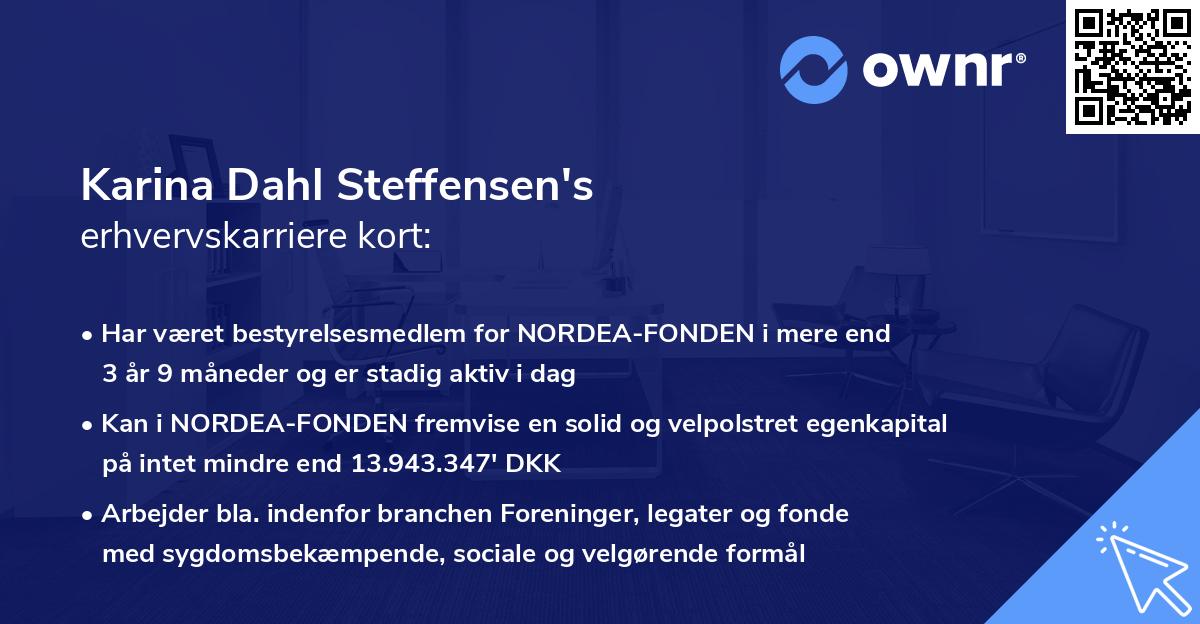 Karina Dahl Steffensen's erhvervskarriere kort