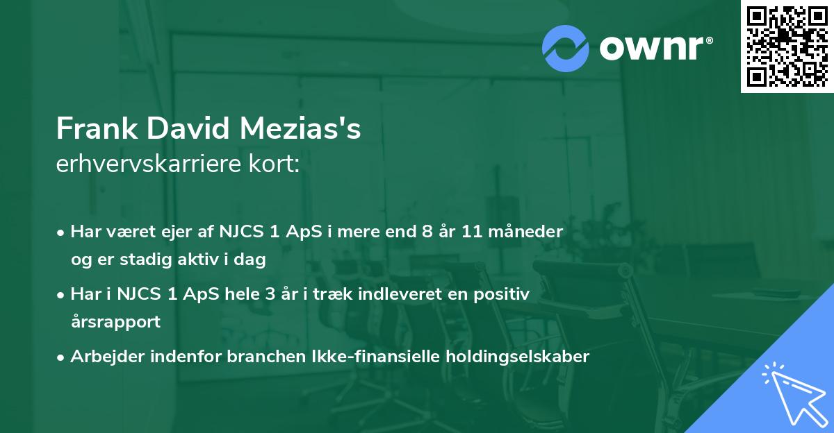 Frank David Mezias's erhvervskarriere kort