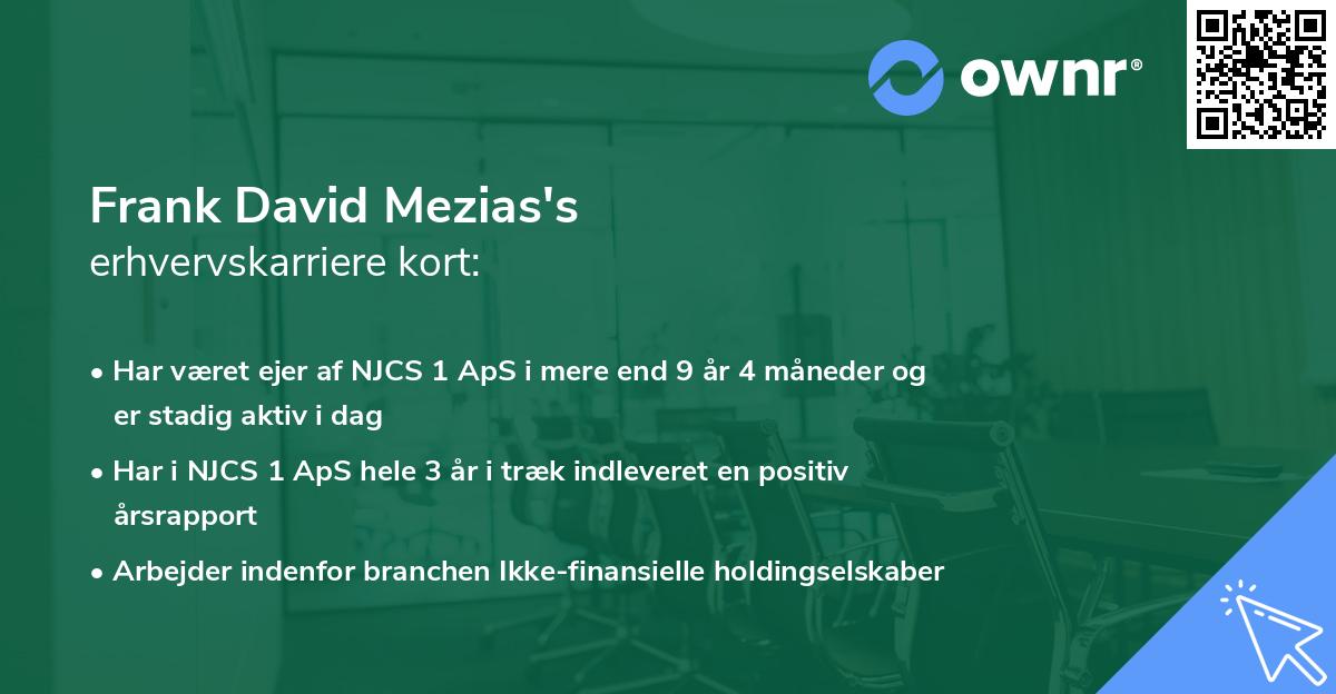 Frank David Mezias's erhvervskarriere kort
