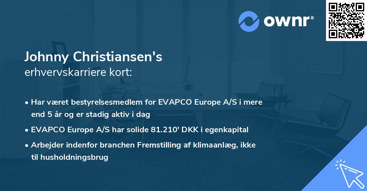 Johnny Christiansen's erhvervskarriere kort