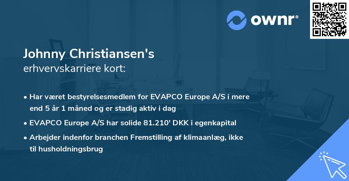 Johnny Christiansen's erhvervskarriere kort