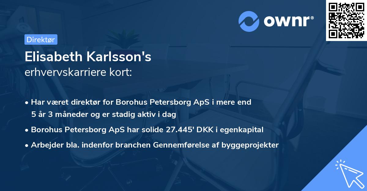 Elisabeth Karlsson's erhvervskarriere kort